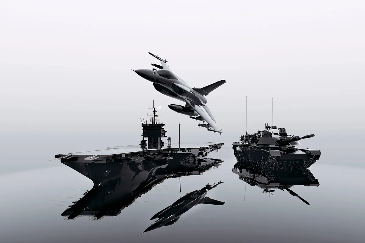Artist's impression of a futuristic space force aircraft carrier in Earth's orbit
