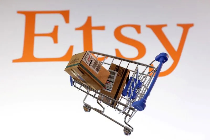 Etsy stock logo with chart trends