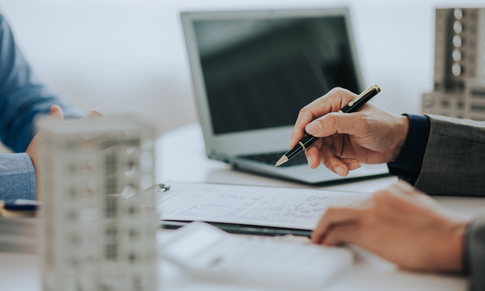 Professional mortgage broker advising clients