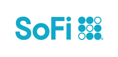 Chart showing SoFi stock performance and financial highlights, Q1 2025
