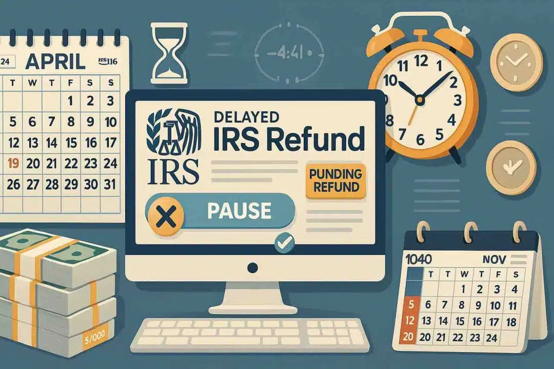 Illustration showing people examining their IRS stimulus check 2025 notices