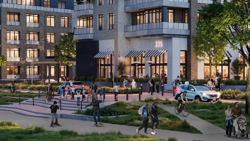 Aerial view of Bolden Street District redevelopment plans in Greenville SC