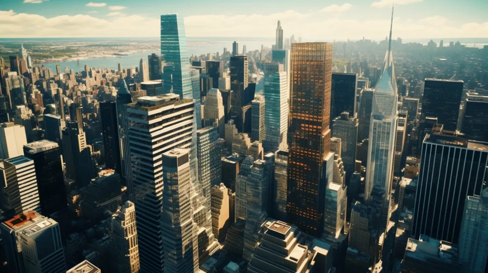 Financial district skyline representing mara stock performance