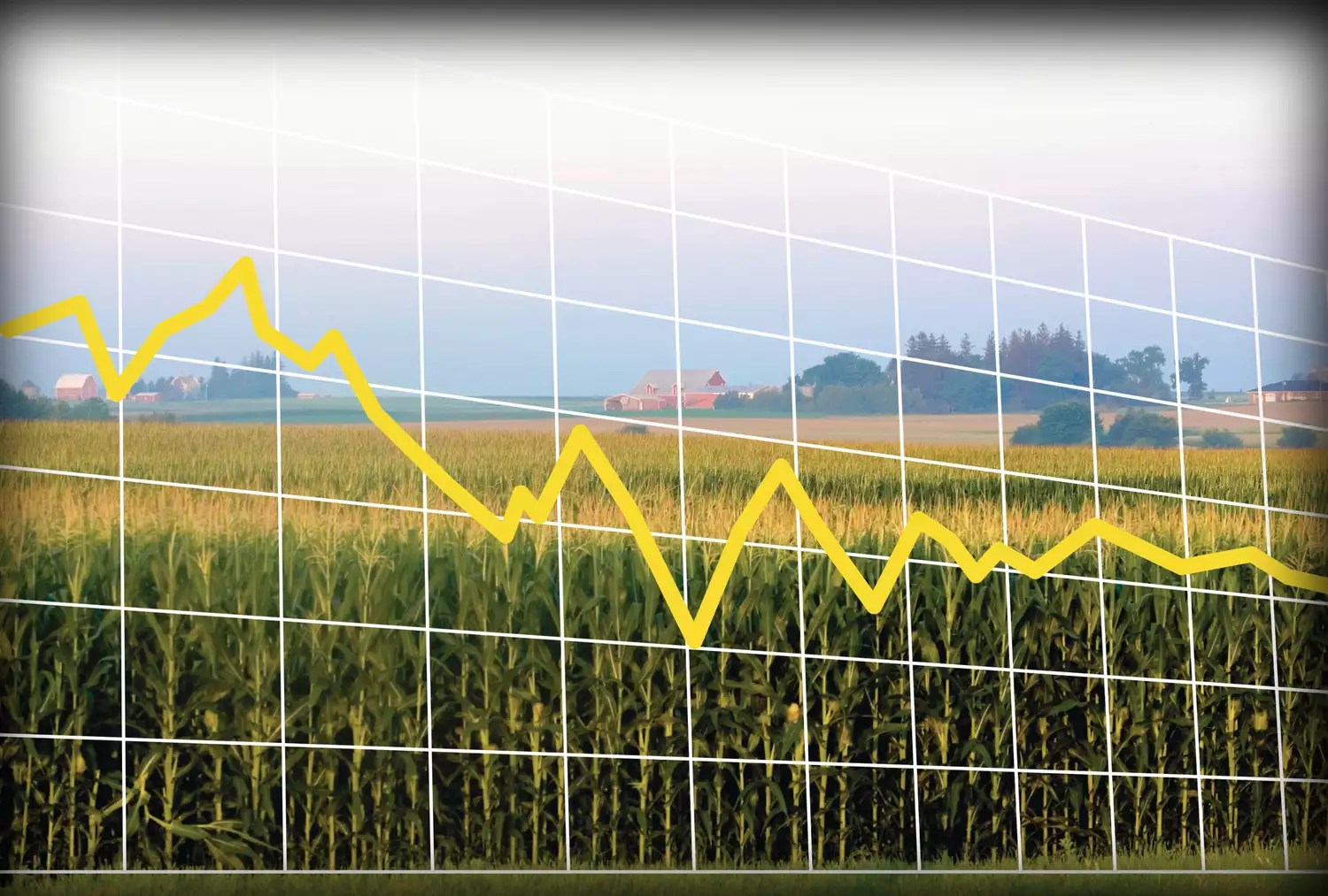 A digital board displaying commodity prices and trends, focusing on market futures.