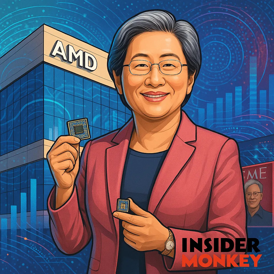 AMD headquarters with company logo, reflecting AMD stock momentum