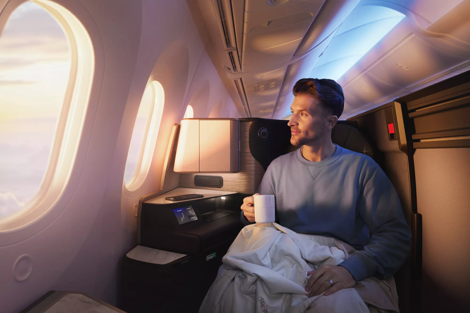 United Airlines Polaris Cabins interior - spacious and modern business class seating