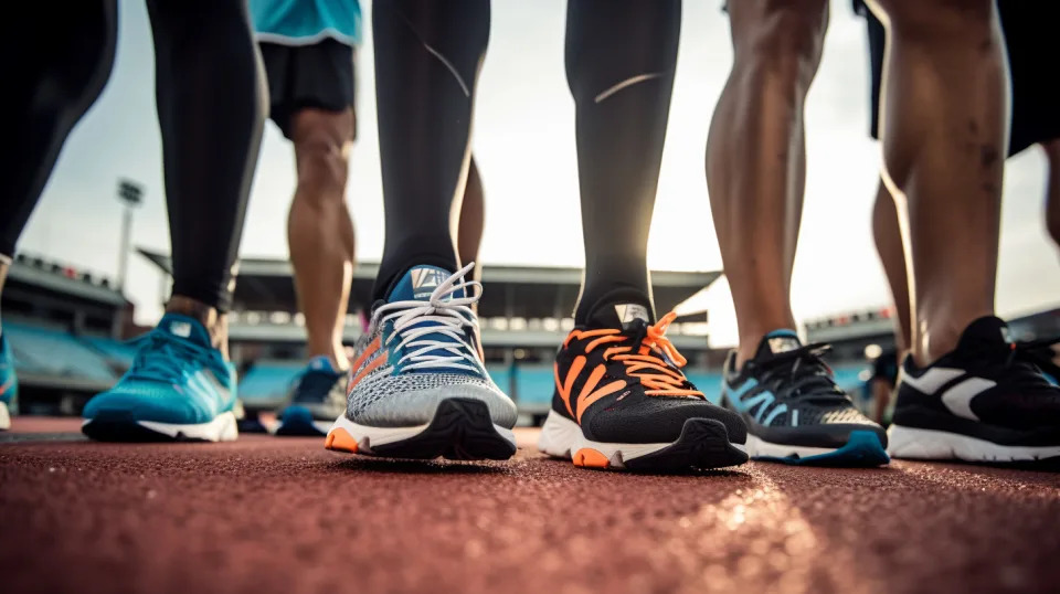 Athletes wearing ONON footwear celebrating outdoors