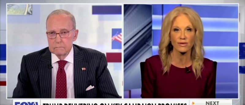Kellyanne Conway speaking on Fox Business, highlighting her influential political role
